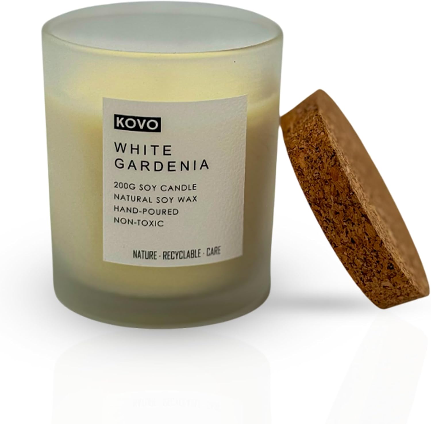 White Gardenia Scented Candle – 200g Soy Wax, Hand Poured, 50+ Hour Burn Time – Floral Aromatherapy Gift for Women & Men – Ideal for Relaxation, Home Décor, Bath, Yoga