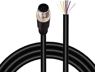 M12 Male 8 Pin Connector Straight Aviation Sensor Cable 6.5Ft/2M