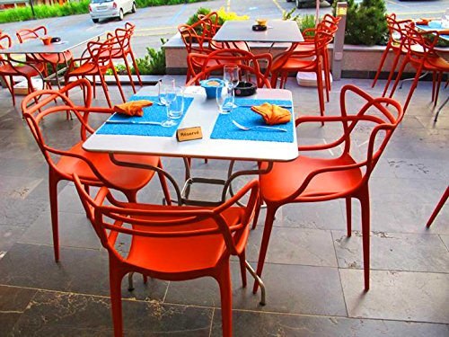 2Xhome Set Of 2 Red Stackable Contemporary Modern Designer Wire Plastic Chairs With Arms Open Back Armchairs For Kitchen Dining Chair Outdoor Patio Bedroom Accent Balcony Office Work Garden Home #TOP3