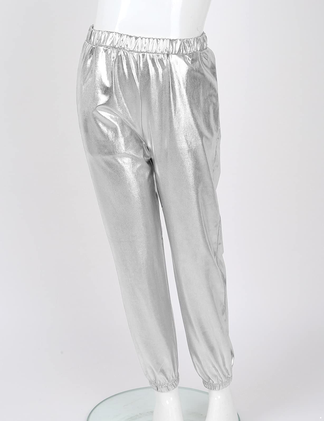 Conjunto de Disfraces de Hip Hop para Niña Niño metálicos brillantes Sudadera Pantalones Joggers Ropa de Baile años 90 Trajes Disfraz