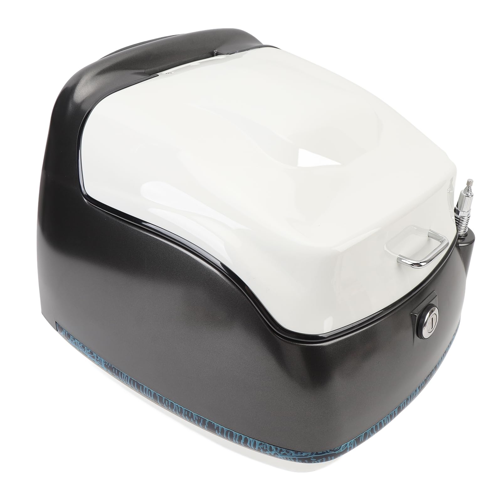 Keenso Top Case de Moto 38L, Design élégant, Boîte de Rangement Résistante à l'eau pour Vélo électrique et Scooter (Noir Blanc)