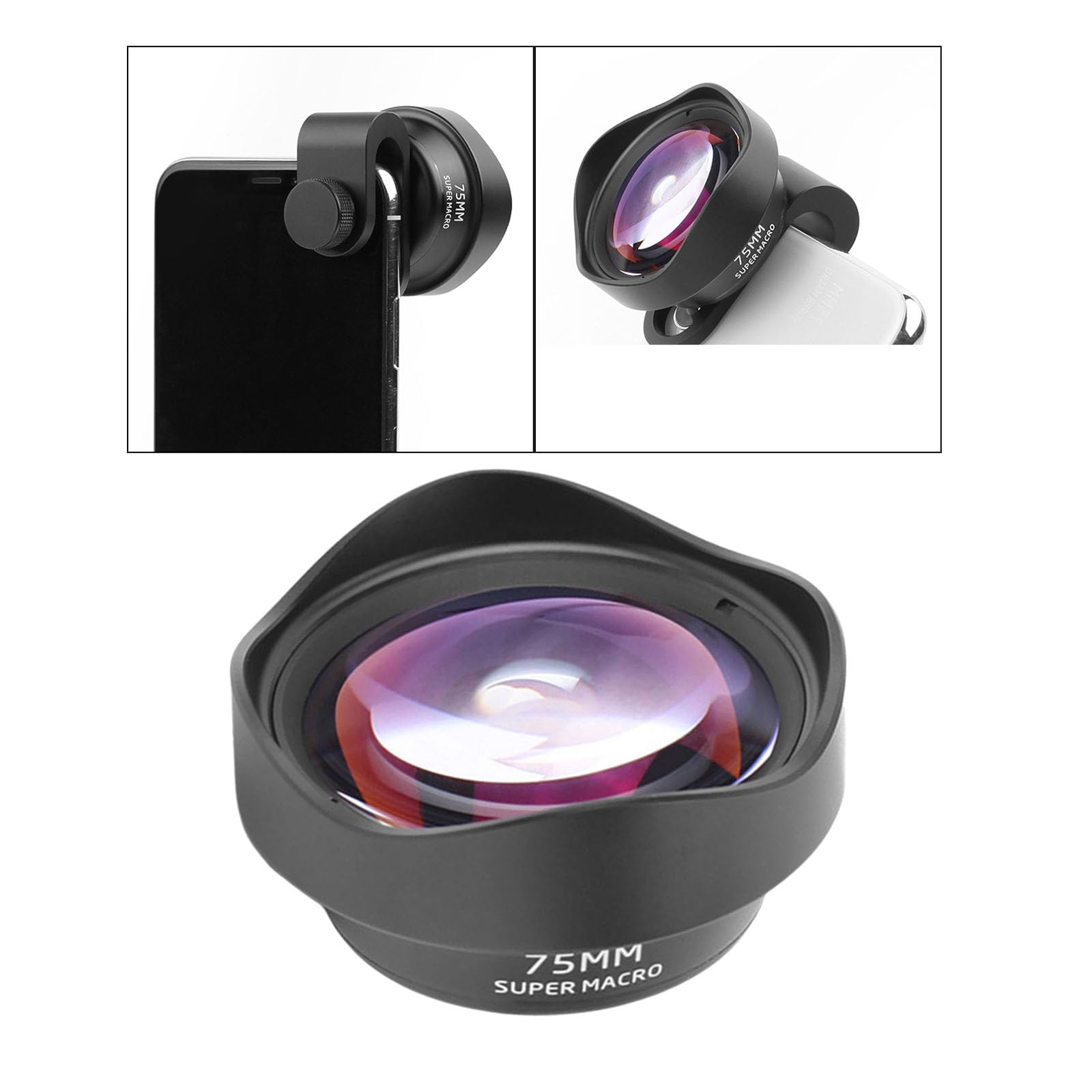 Portable 10X Magnification Macro Lens for Phones 75mm Professional External Telephoto Lens Clip-on Phones Camera Lens