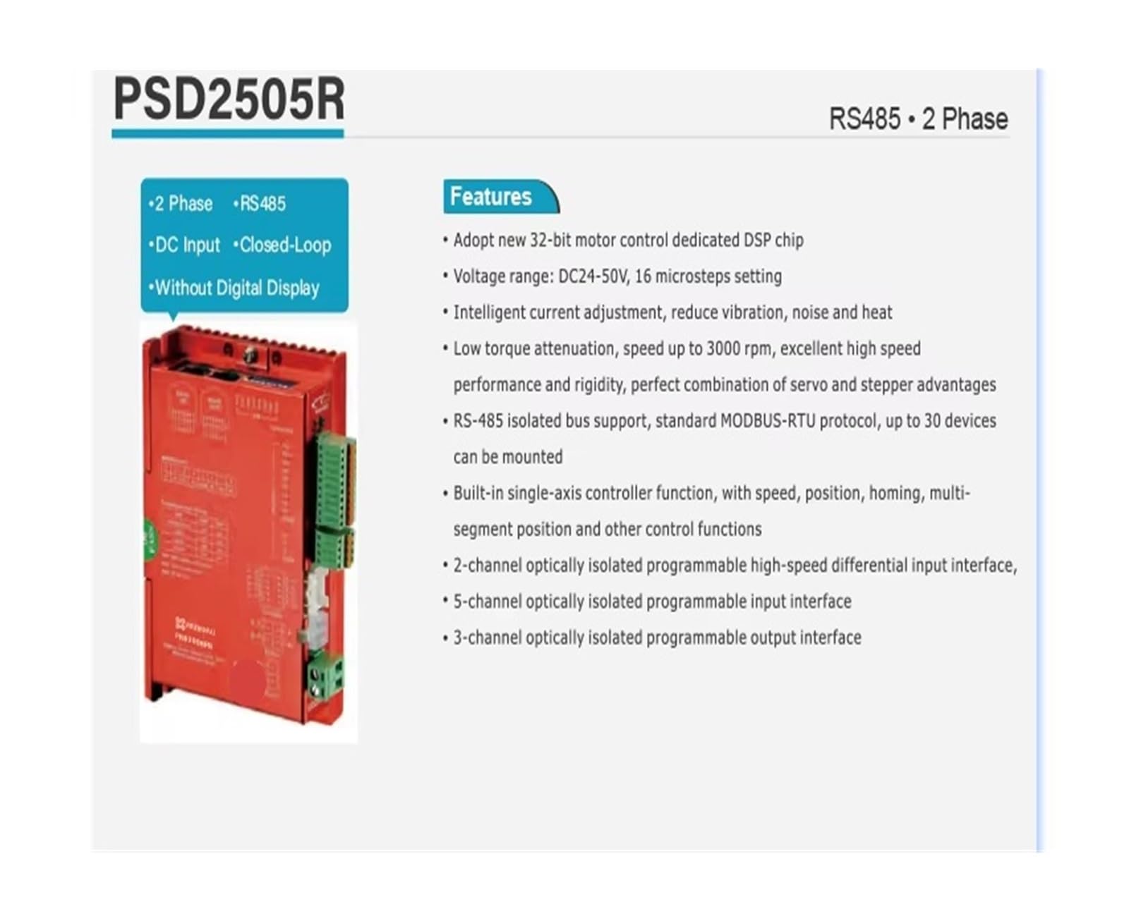 Servomotor híbrido y controlador 2 fases RS485 57 mm 24 V 50 NEMA 23 Controlador de motor paso a circuito cerrado,Industrial y bricolaje(NEMA34 PHM86S)