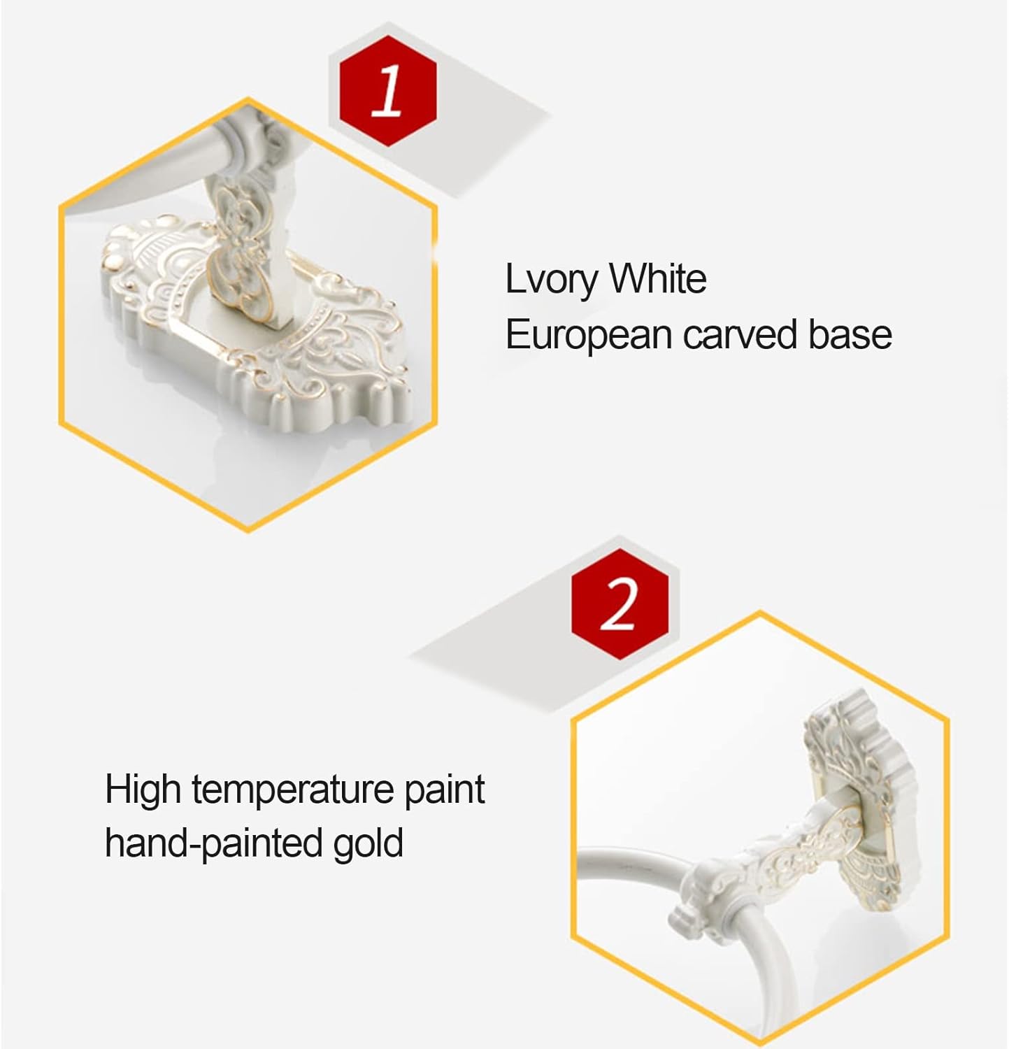 LSLYTQ White Towel Rack, Punch- Towel Ring, Gold Towel Hanging Bath Towel Rack, Wall-Mounted Toilet Towel Holder