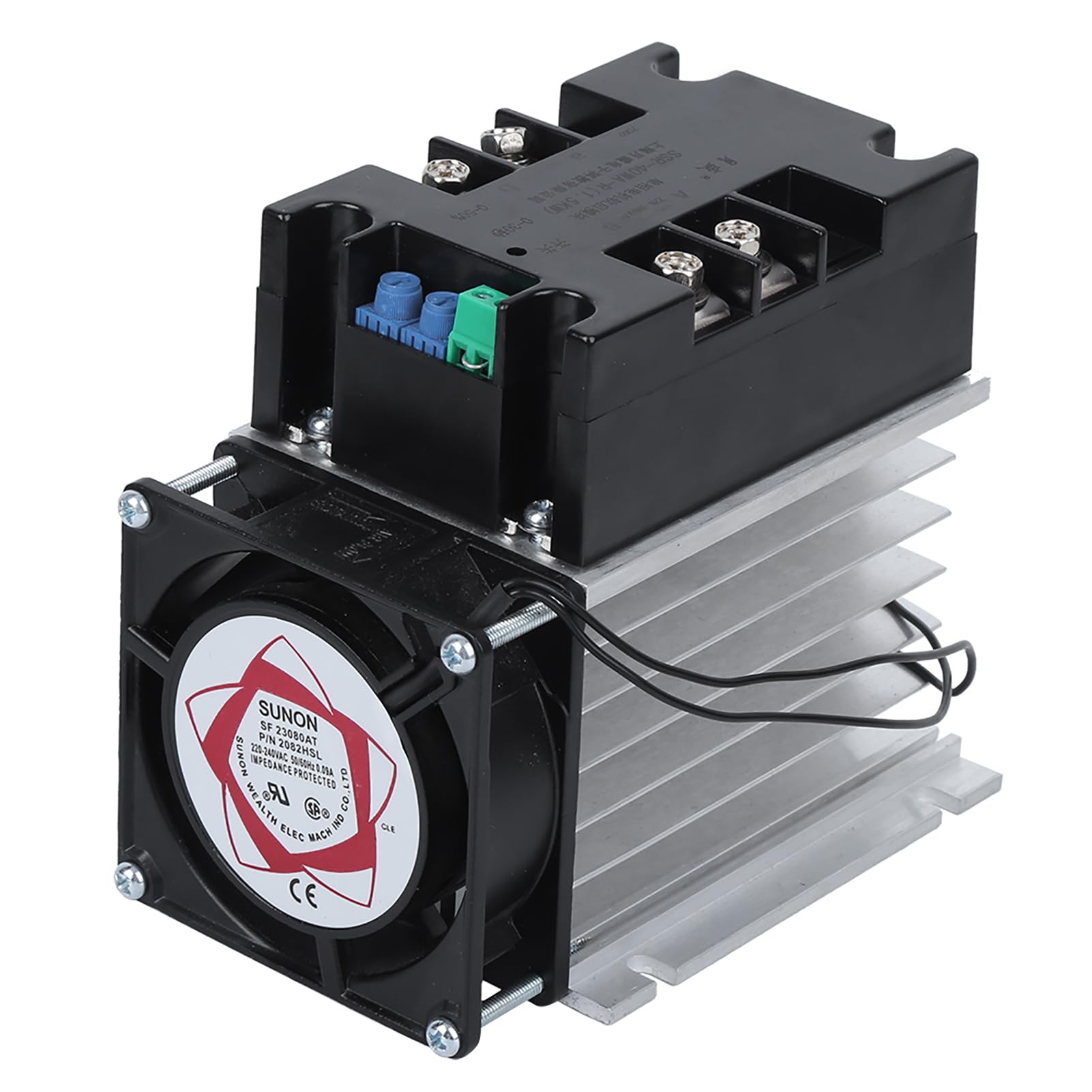 Modulo SSR-40WA-R1 con Fondo in Alluminio Soft Start per Controller Motore Elettrico per Officina Garage con Ventola 380VAC (Modulo+radiatore)