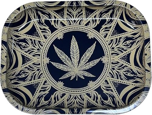 Glamified , Glam Black & Gold Rolling Tray - Metal Rolling Tray - Tobacco Smoking Accessories Rolling Tray Smoking Tray (Black & Gold)