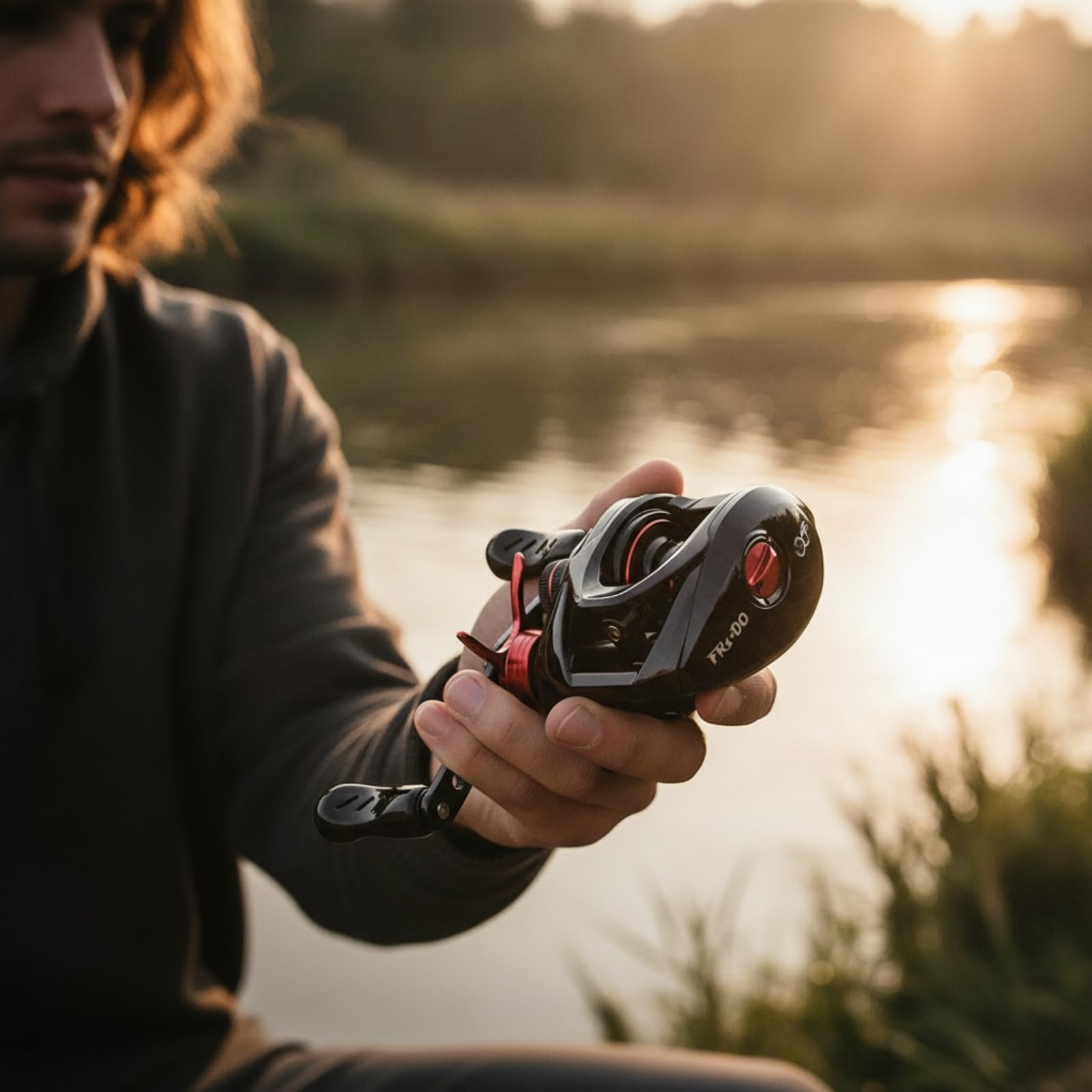 Mulinello da Pesca Baitcaster Mulinello Casting Bobina con Frizione Ingranaggi in Ottone Rapporto 7.1 1 Cuscinetti 4+1, Nero, Oro, Mano Sinistra, Freno DC Intelligente Con Cicalino