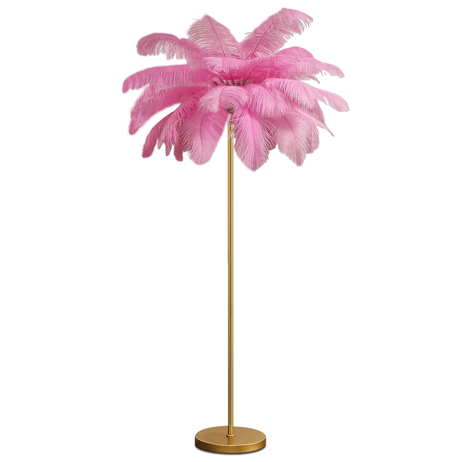 Ostrich Feather Floor LampModern Luxury Real Ostrich Feather Gold Floor Lamp Resin Nordic Standing Lamp Villa Repot Hotel Decor Lighting Romantic Princess Bedroom Bedside Floor Lamp Brown 160cm