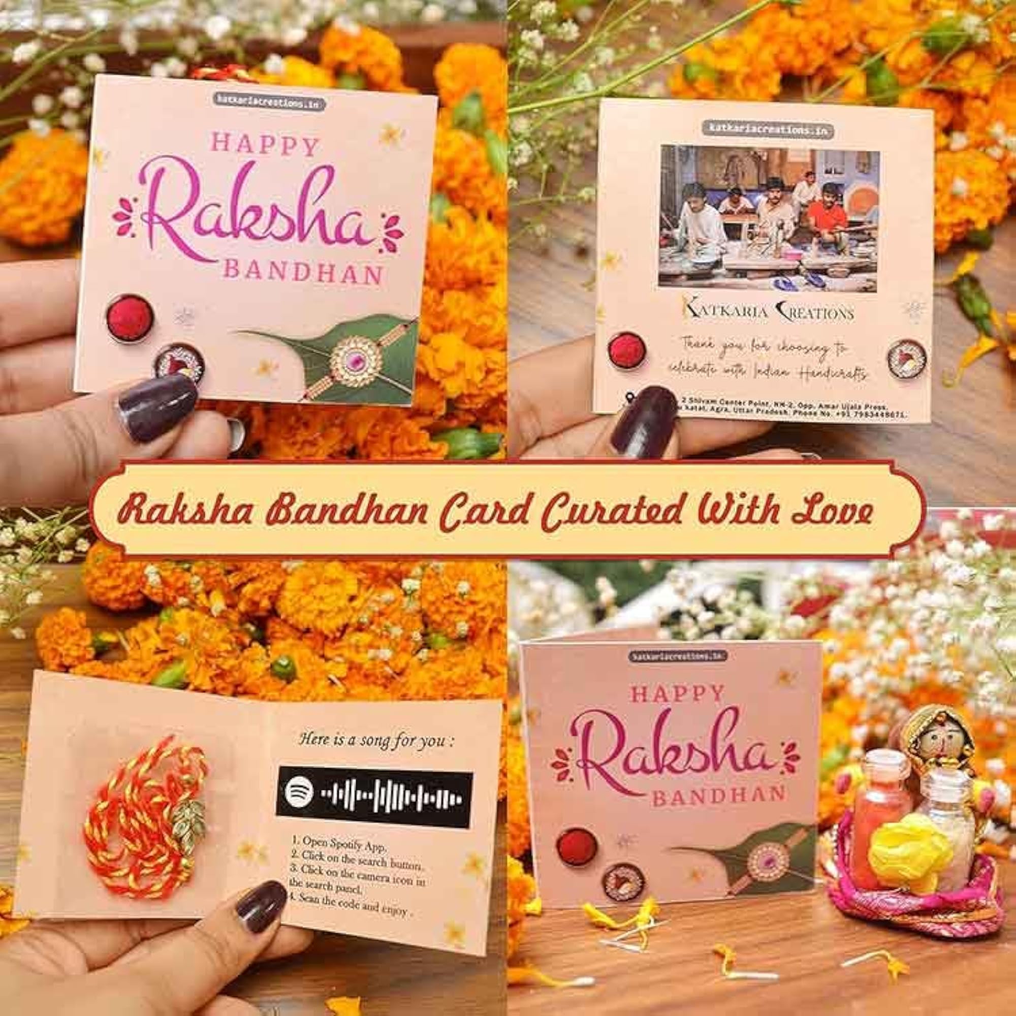 Raksha Bandhan Gift Hamper with Kundan Rakhi and Coasters