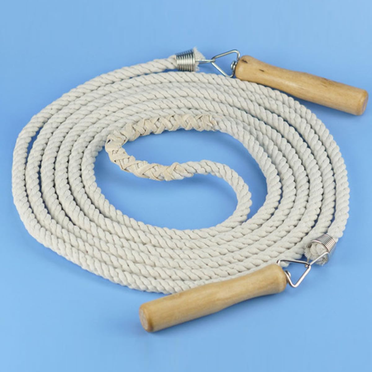 ORFOFE Cuerda para Saltar de Lino Mango de Madera, 7 Metros para 5-7 Personas, Cuerda de Resistencia Grupal para Ejercicio al Aire Libre y Clases de Fitness