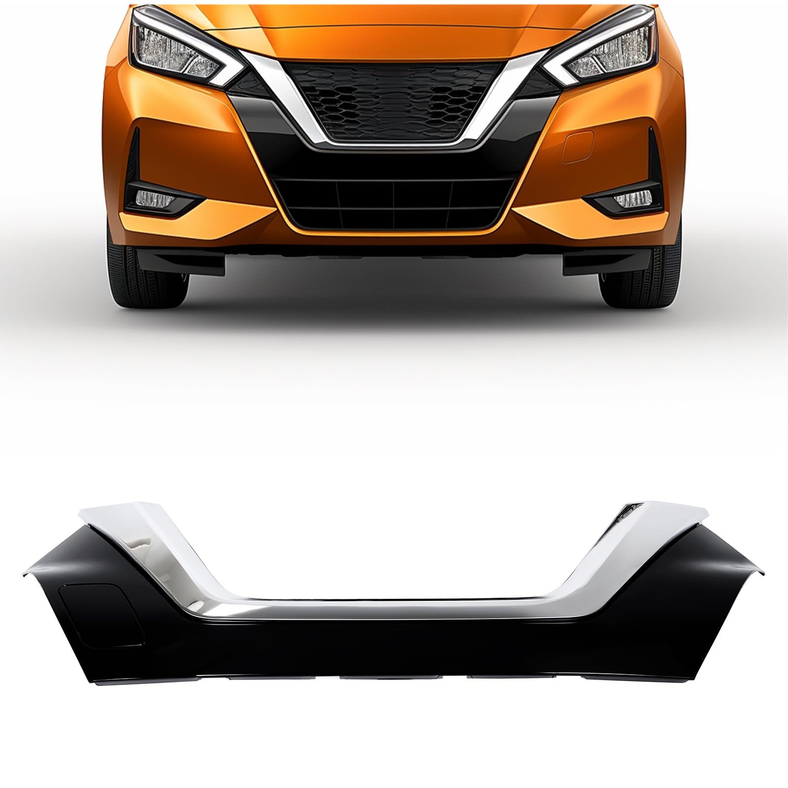 KUAFU Front Lower Grill Molding Trim Compatible with 2020-2022 Nissan Versa S SR SV 620705EE0A NI1200306 Bumper Grille Molding Trim Painted & Chrome