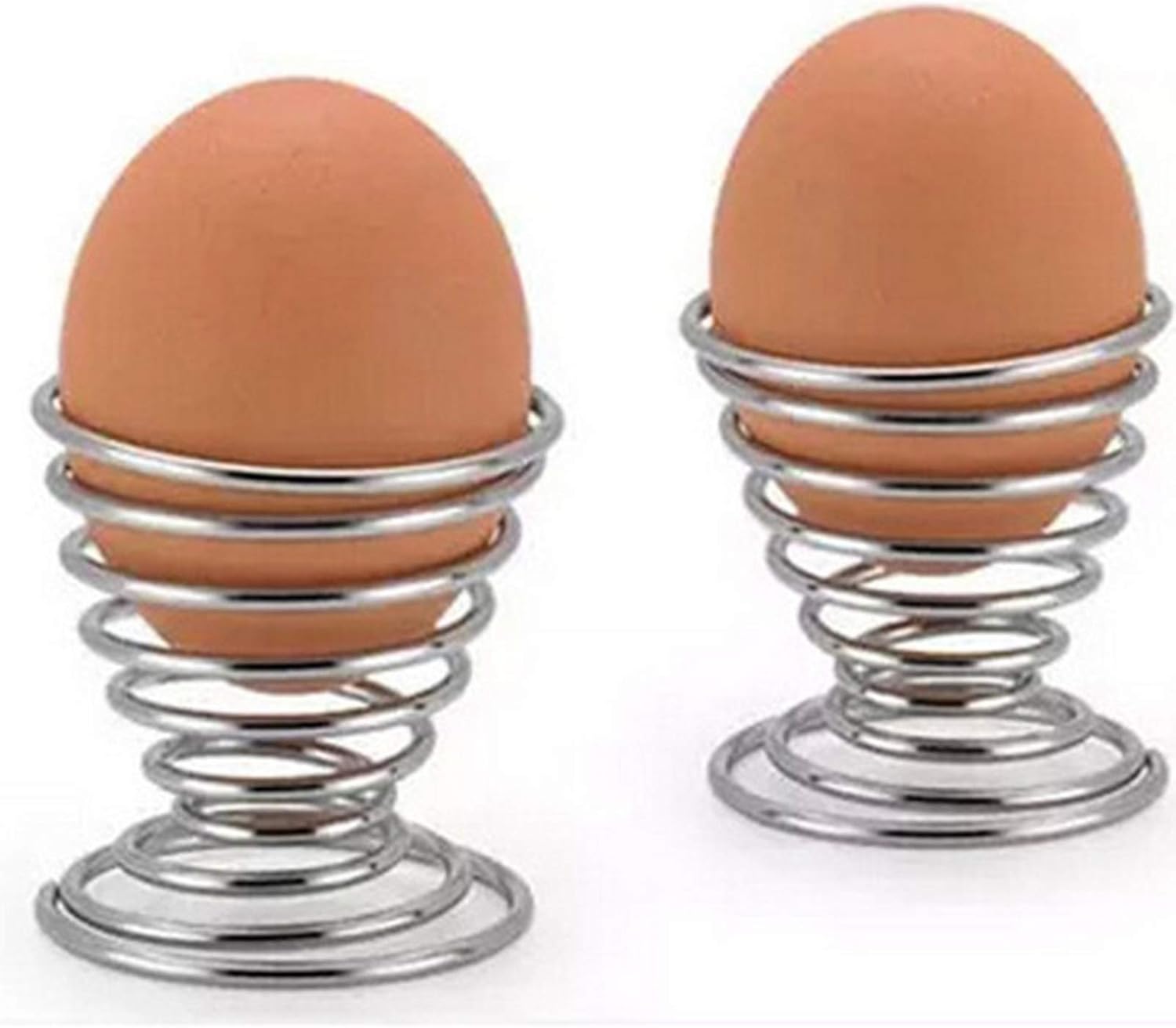 Spiral Metal Egg Cup Set Silver Made of Stainless Steel with Spring Shape for Home, Kitchen and Restaurant, 4.2 x 5 cm,Set of 6 ()