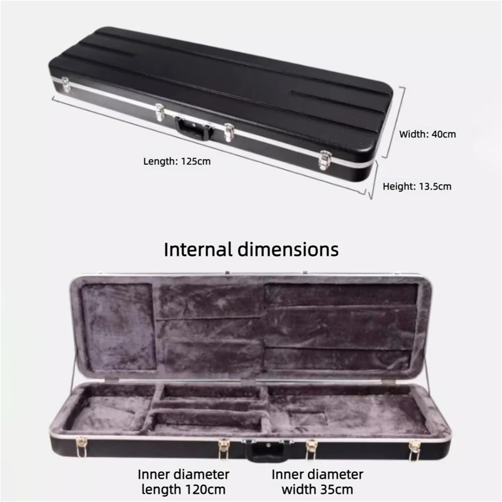 Estuche rígido rectangular de ABS, almacenamiento portátil y carcasa de protección for bajo eléctrico(B)