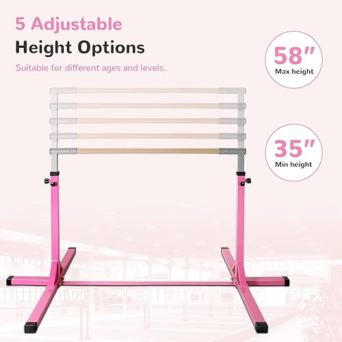 Miniatura 3 de Max4out Barra de gimnasia expandible de 3 a 15 años, altura ajustable, barras horizontales de 3 a 5 pies, capacidad de peso de 330 libras, equipo de