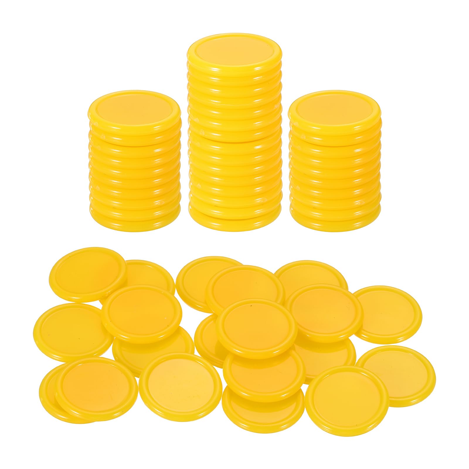 sourcing map 50Pcs 20mm Plastic Poker Chips, Mini Bingo Chips Learning Counters Counting Counters Disks Markers Opaque Game Tokens for Game Play Math Counting, Yellow — image 1