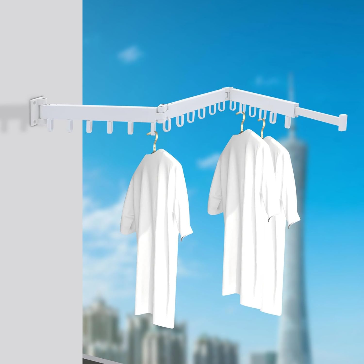 Sturdy Clothes Drying Rack Laundry Organizer Folding Retractable Wall Mount Hanger