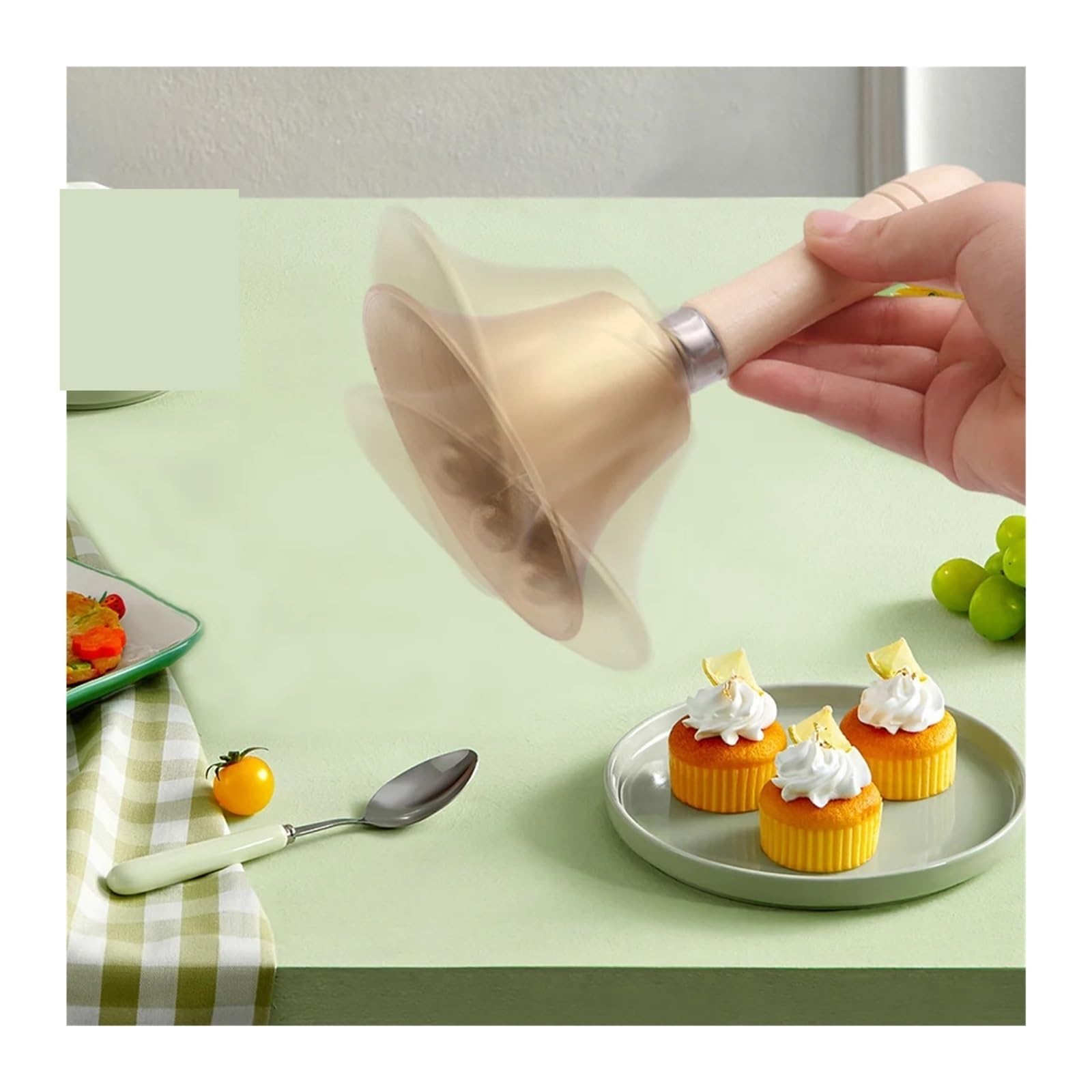 Campana de Mano Metal Campanas de 7CM con mango madera | Campana de entrenamiento portátil multiusos for servicio y juego.