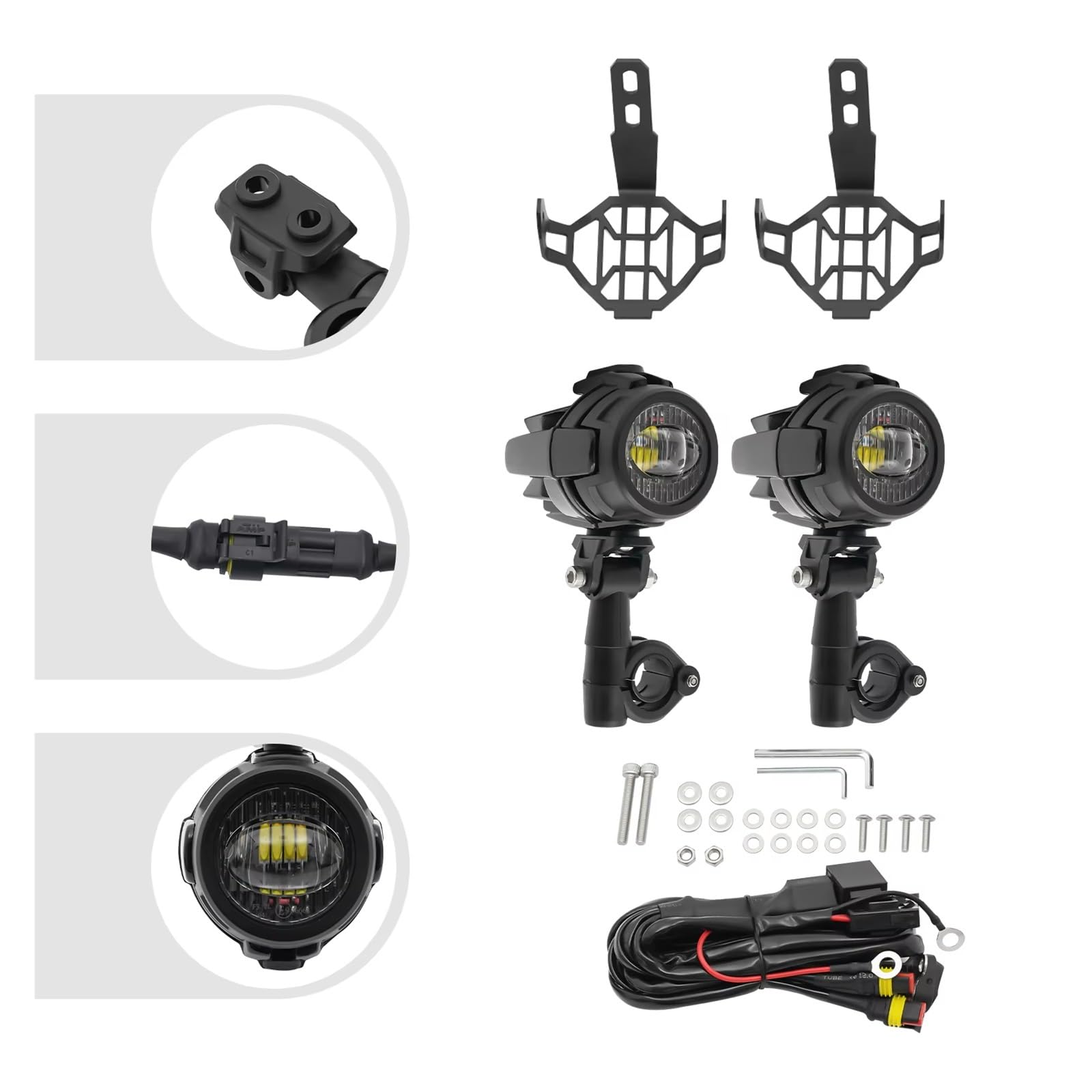 Phare Avant Moto Phares Additionnels Universels pour BMW R1200GS Et F800GS Feux Position Et Antibrouillards À LED Moto 2 Feux LED Phares Avant