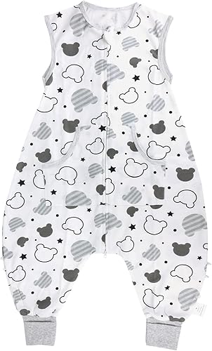 Saco de dormir para niños pequeños, saco de dormir con pies, saco de dormir para caminar, saco de dormir con piernas, 0.5 tog