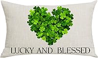 Vista 1 de Green Clovers Love Lucky and Blessed Happy St. Patrick's Day Home Sofa Chair Bed Decor Lumbar Funda de almohada de algodón y lino decorativo Funda