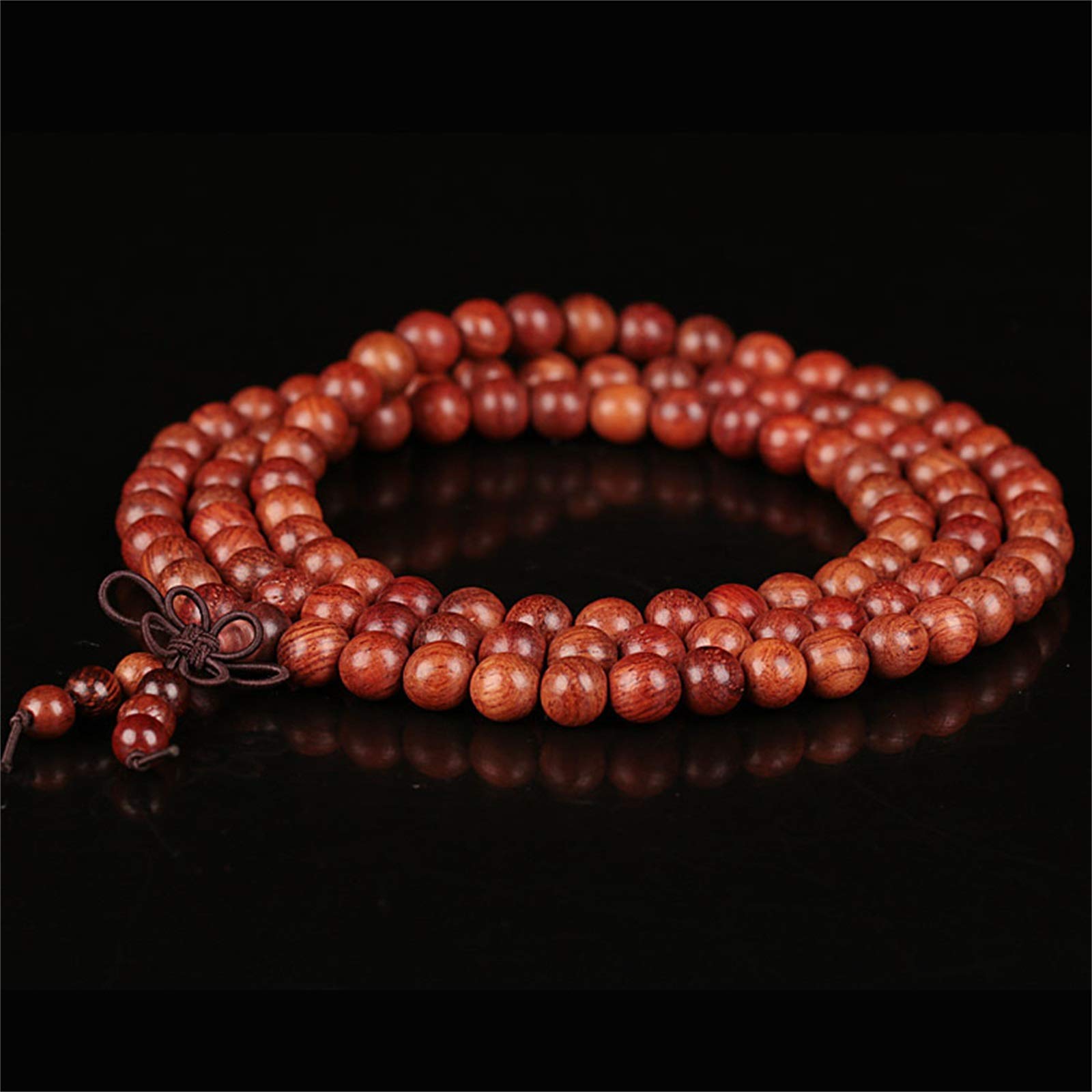 Bransoletka unisex z 108 naturalnych drewnianych koralików o średnicy 6 mm, Mala, naszyjnik z koralikami modlitewnymi, buddyjski różaniec, medytacja, joga, elastyczna, elastyczna bransoletka z natur
