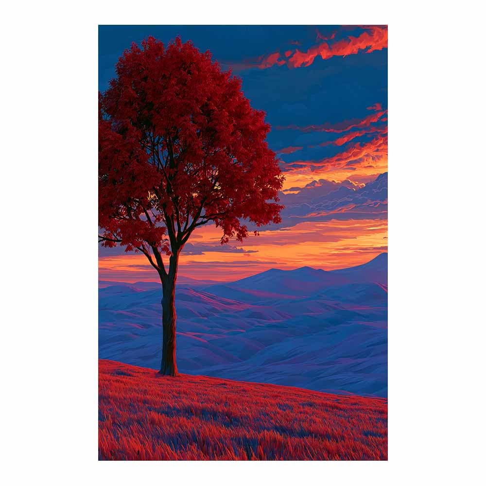 HOQIU Wall Pictures Minimal Blues Abstract Tree tree poster, landscape wall art, for Living Room Bedroom Bathroom.(Multicolor)-60x80cm Unframed