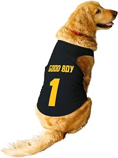 Ruse Dog T-Shirt Good Boy Jersey No.1 Printed Round Neck Sleeveless Pet Cotton Vest Tank/Apparel/Clothes/Tees Gift for Dog... Price In India