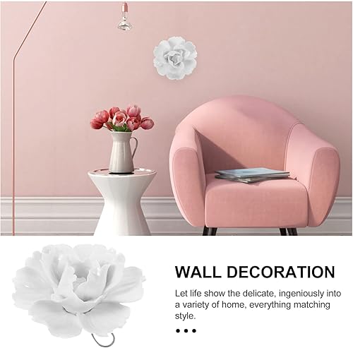 Miniatura 8 de VOSAREA 3 piezas de decoración de pared de flores de cerámica hechas a mano 3D colgando flores de porcelana arte de pared escultura de peonía de