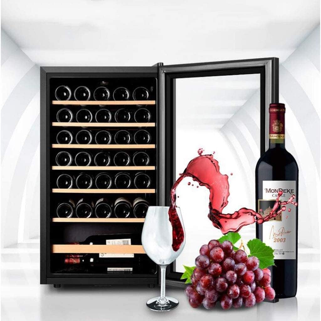 33 Bottle Thermoelectric Red and White Wine Cooler, Freestanding Wine Refrigerator, Digital Temperature Display-Double-Layer Tempered Glass Door-Quiet