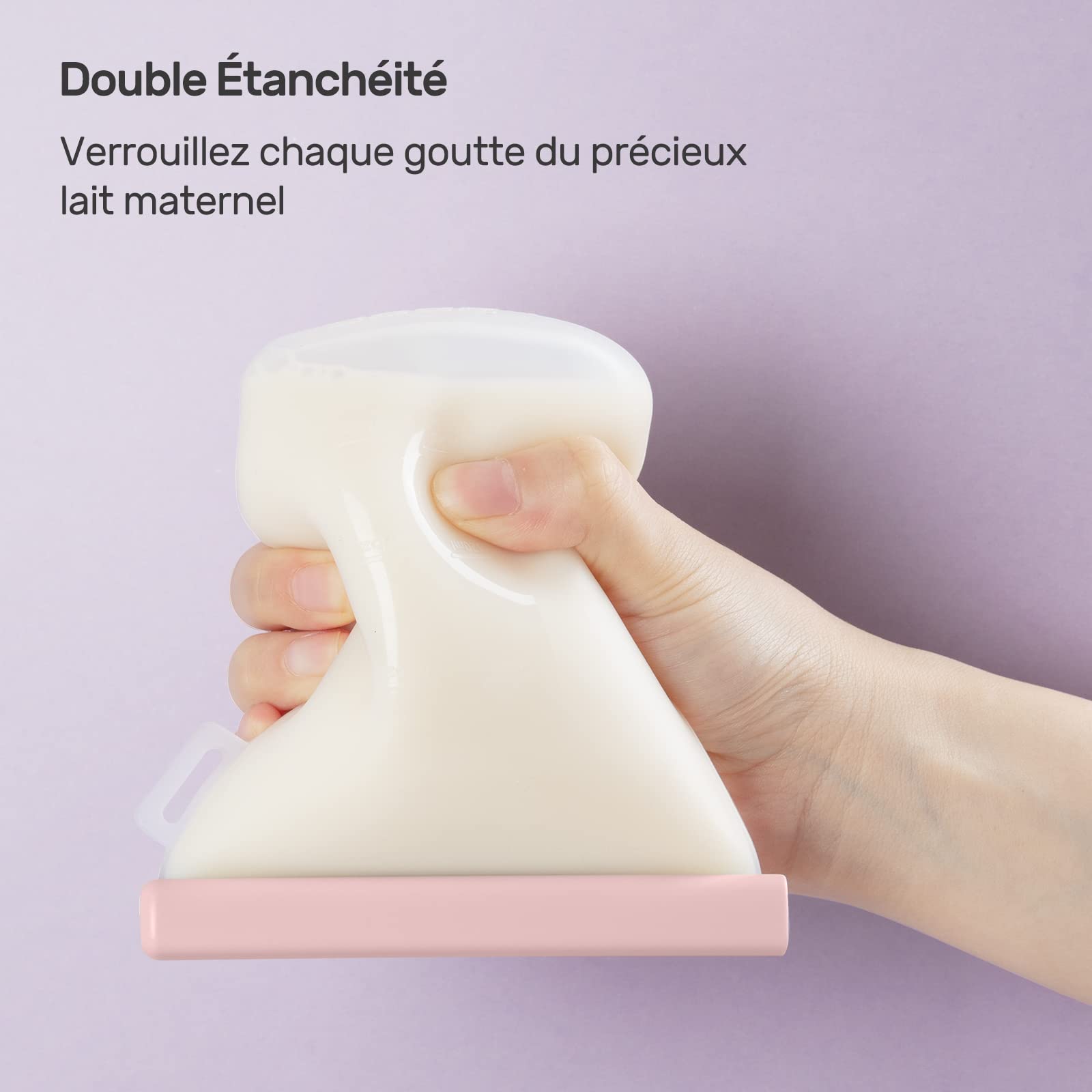 Nuliie Silicone Sachet Conservation Lait Maternelle Lot de 7, Doublement Étanches Sac Congelation Lait Maternel, Sans BPA Sacs à Lait Autoportants de 8oz/240ml pour L'allaitement