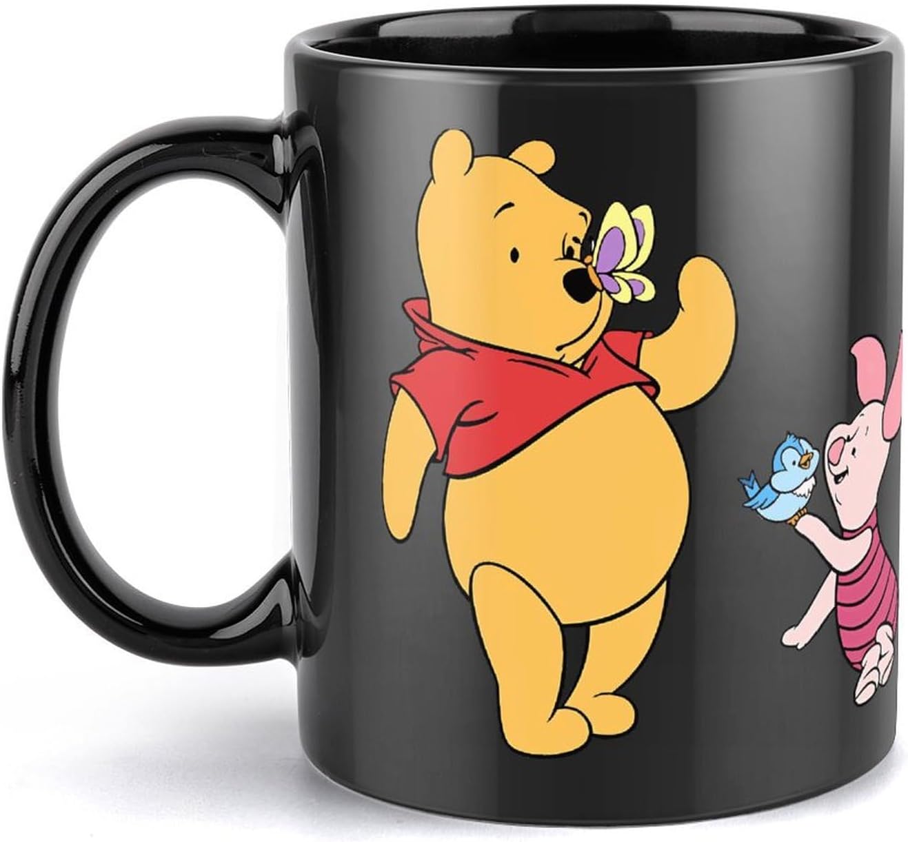 黒い マグカップ 磁器カップ ピグレット 両面印刷 コーヒーカップ ティーカップ コップ スープカップ 水筒 お茶カップ 飲用カップ