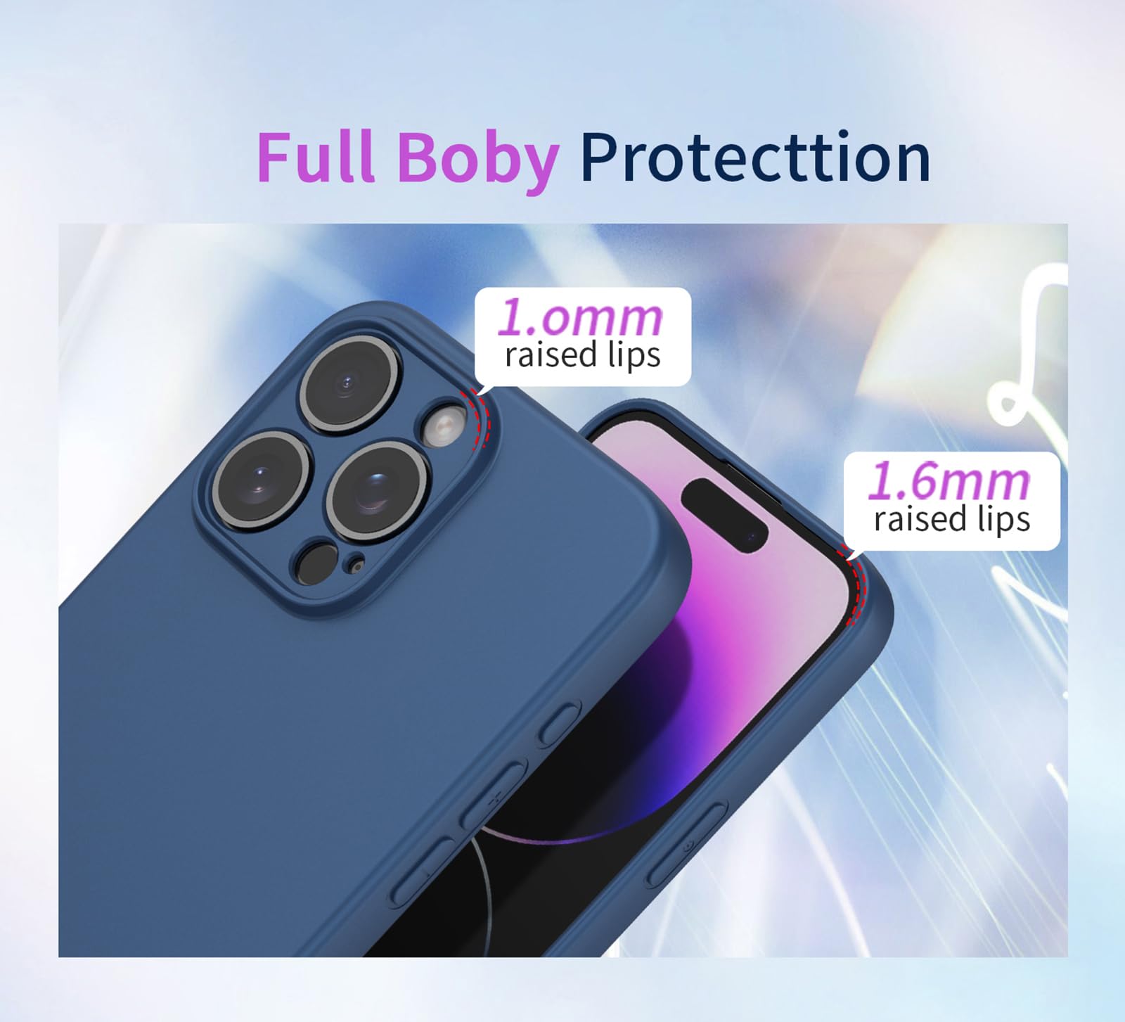 Etui na Motorola Moto E22, miękkie etui ochronne, odporne na wstrząsy, kompleksowa ochrona, niebieskie
