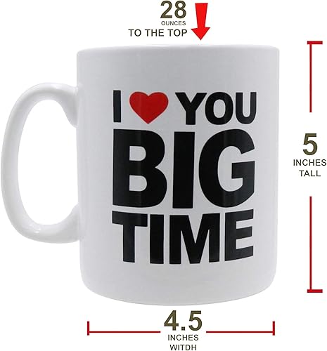 Miniatura 2 de Rockin Taza de café extragrande con texto en inglés "I Love You", taza gigante de 28 onzas para bebidas grandes con asa, regalo novedoso y alto para