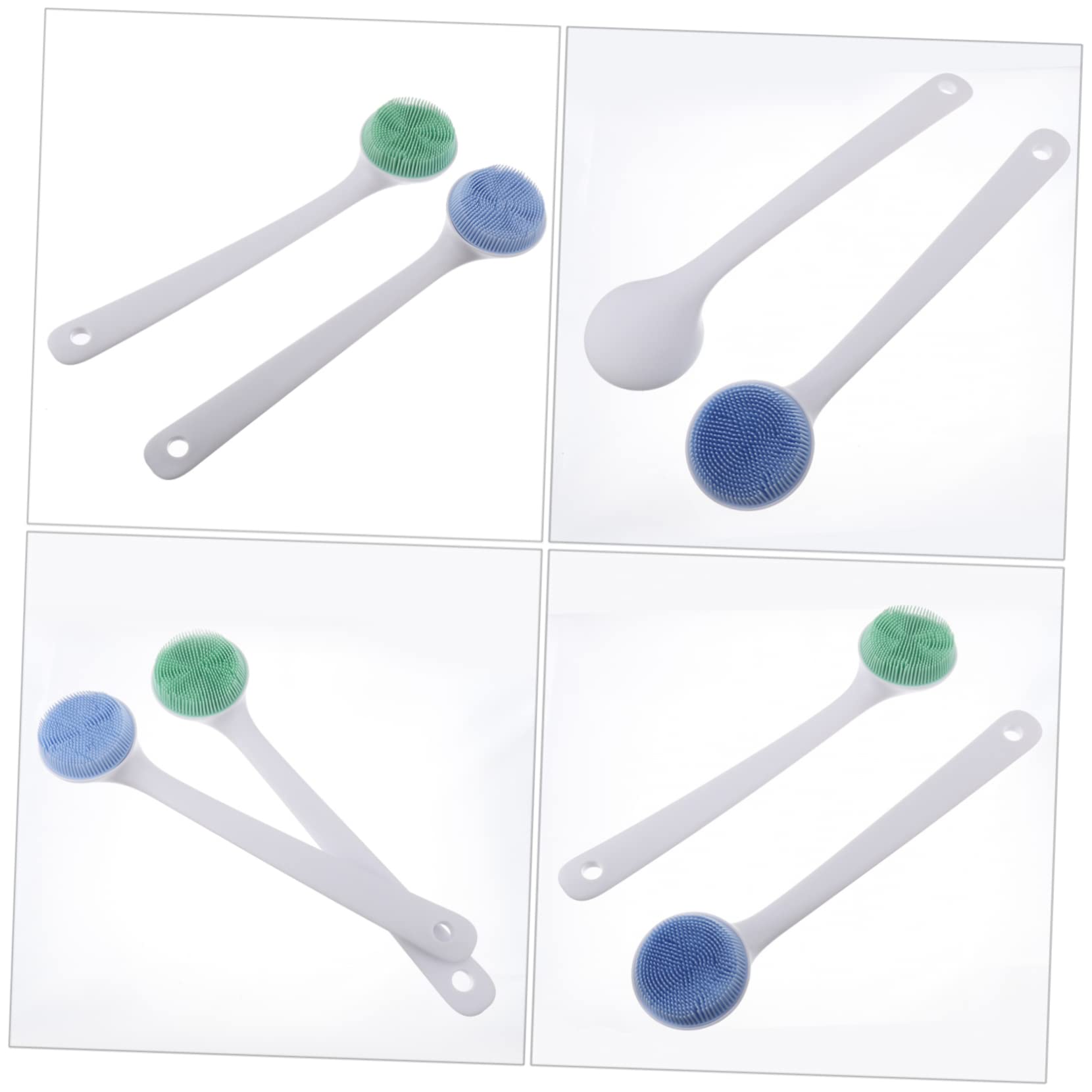 PLAFOPE Spazzola da Bagno in Silicone 2 Pezzi Manico per Pulizia Confortevole e Massaggio della Pelle Blu