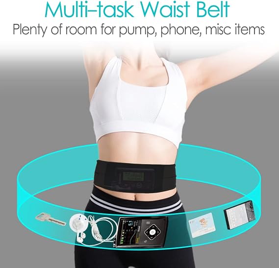 Insulin Pump Belt with Mesh Pouch for Easy Viewing Breathable Diabetic Pump Holder Adjustable Insulin Pump Waist Band Accessories Epipen Glucose Monitor Supplies Men Women Adult, Medium