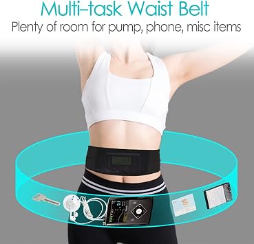Insulin Pump Belt with Mesh Pouch for Easy Viewing Breathable Diabetic Pump Holder Adjustable Insulin Pump Waist Band Accessories Epipen Glucose Monitor Supplies Men Women Adult, Medium