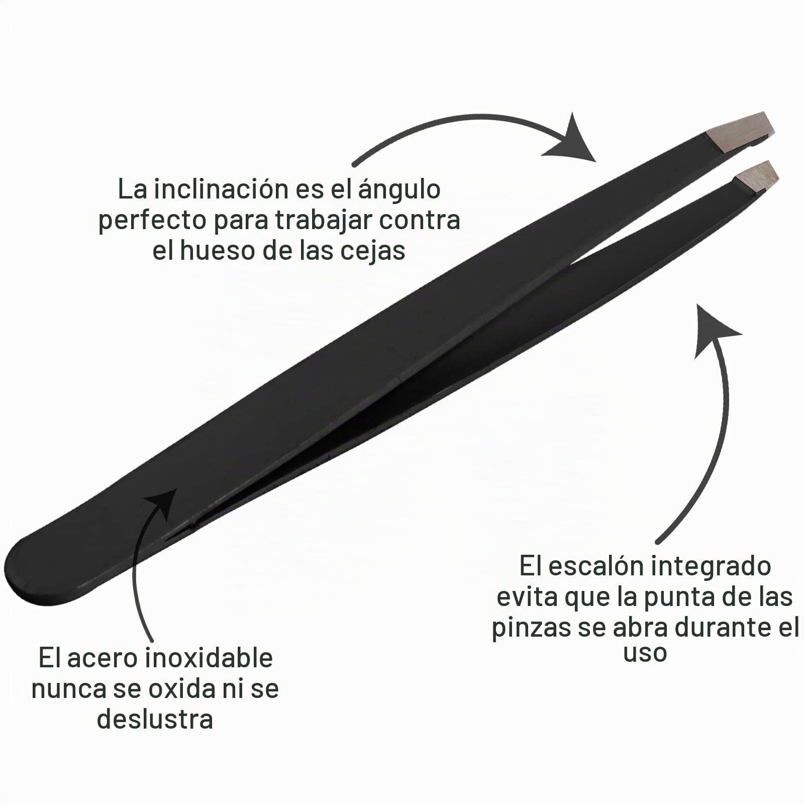 SS INSTRUMENTX Pinzas Profesionales para Cejas, pinzas depilar Inoxidable Punta Angulada, pinzas cejas para Depilación de Precisión, Antideslizante, Ideal para Encarnados para Hombres Mujeres (Negro)