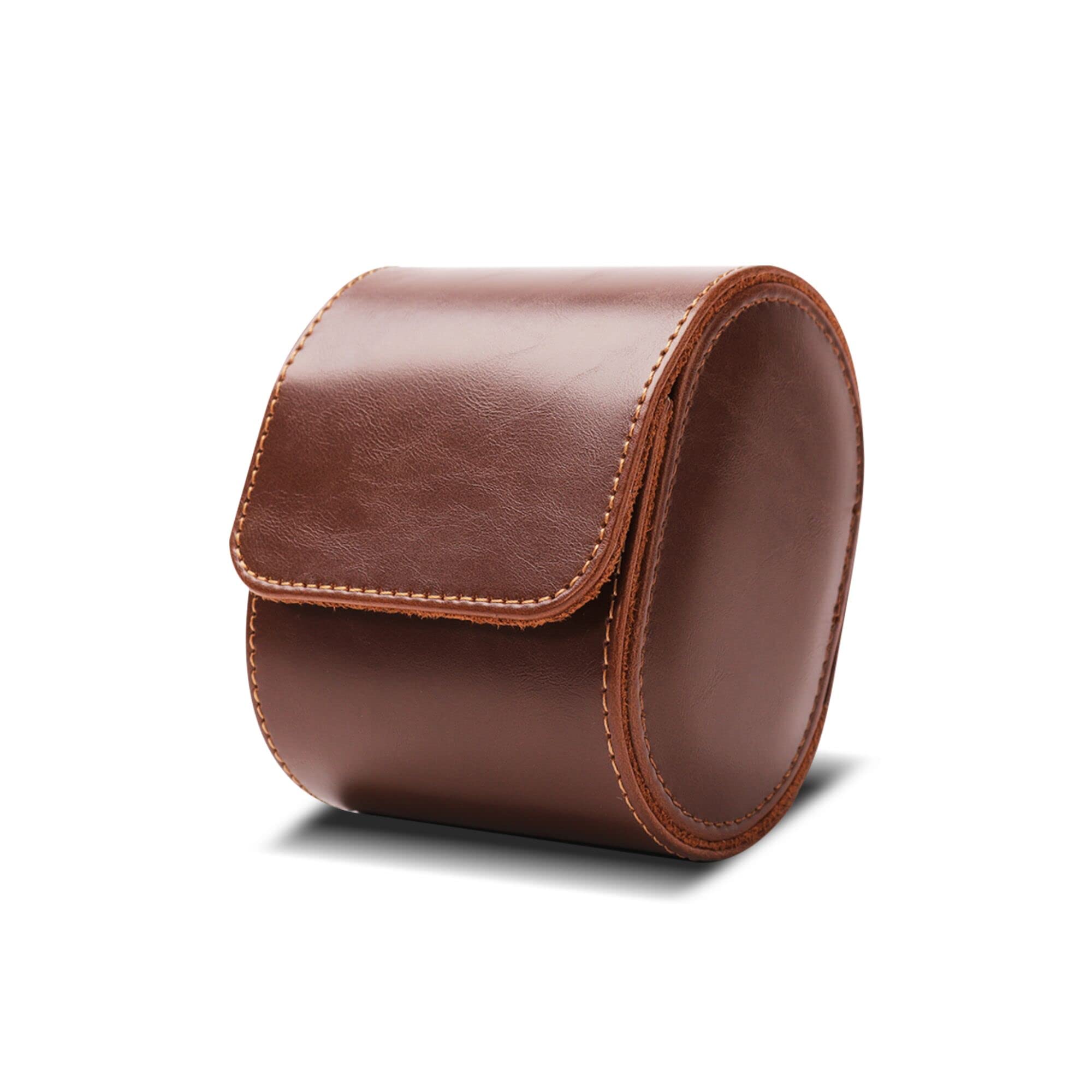 KnR Harmony Single PU Horloge Rol Een-Slot Leren Rol Horloge Bruin Reis Horloge Doos voor Mannen Vrouwen Opslag Organizer Display Kerstmis Jubileum Thanksgiving Verjaardag Valentijnsdag