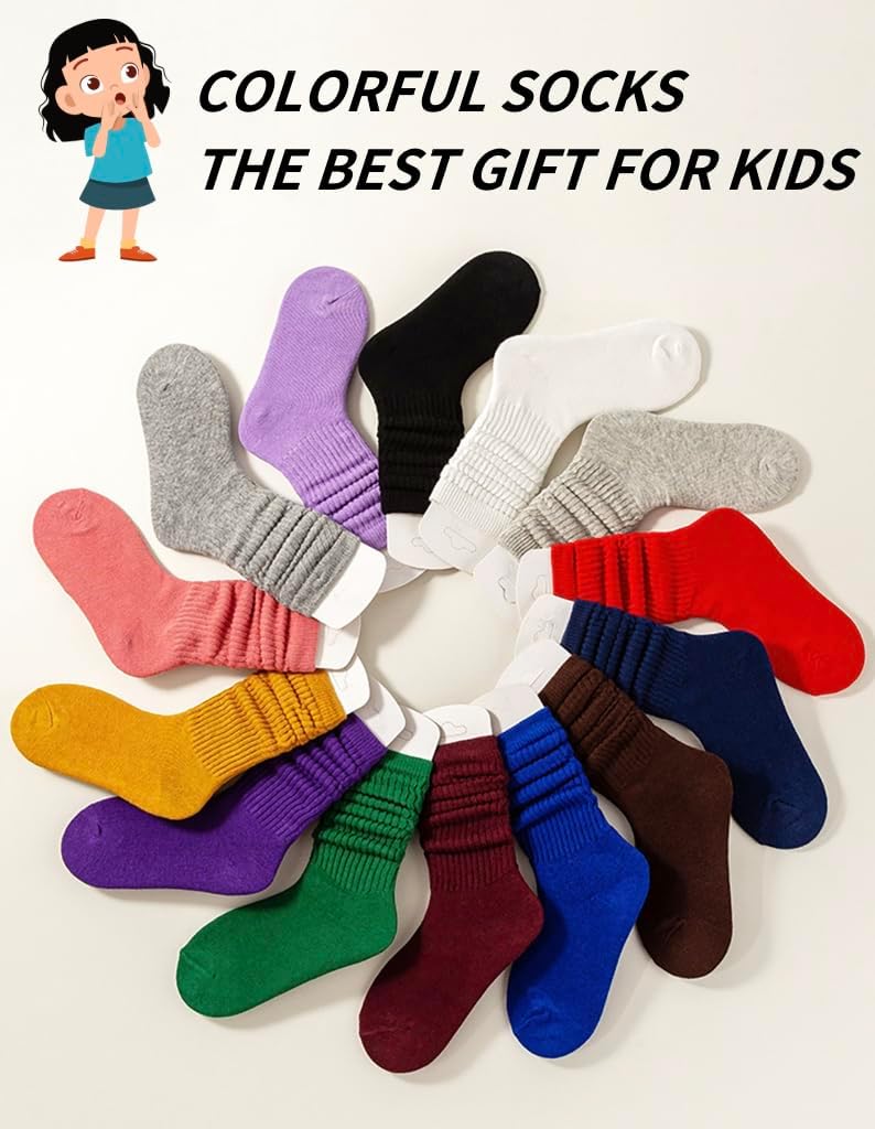 2 Pairs Kids Slouch Socks Girls Toddler Knee High Tube Long Boot Crew Slouch Socks - Image 8