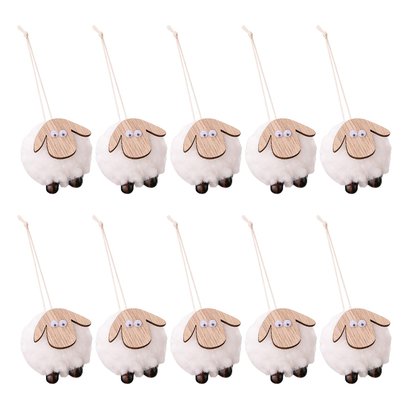 10Pieces Festival Woolen Felt Sheep Ornament Creative Felt Sheep Christmas Ornament for Wall and Tree Embellishment Holiday Homes Accent