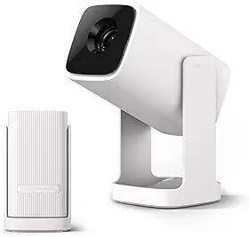 Wanbo Projetor inteligente Cube 1 com WiFi e Bluetooth, sistema operacional Android TV, controle de voz do Google, suporte 1080p, projetores domésticos ajustáveis de 360°, pedra angular automática