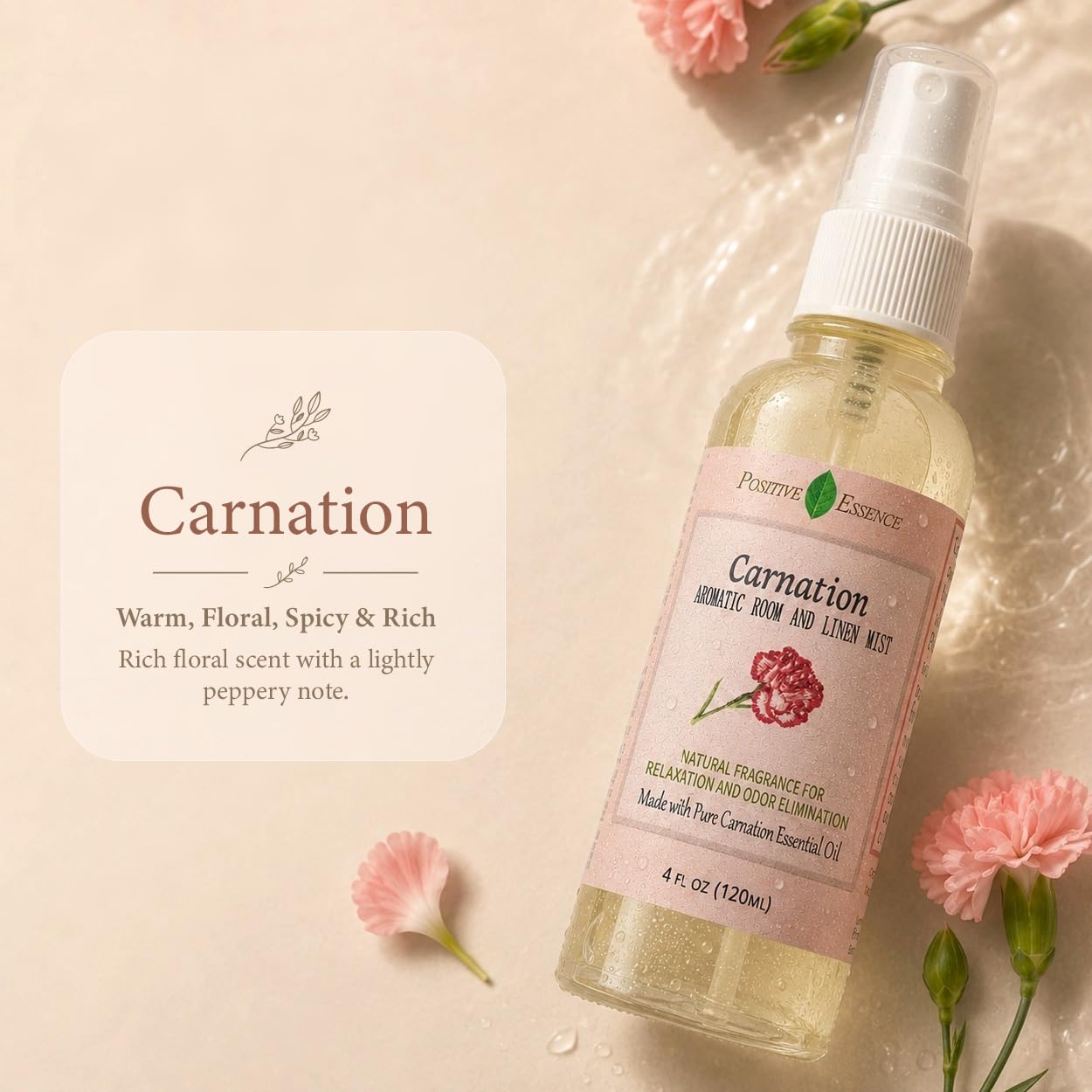 Carnation Room Spray & Linen Spray, Floral Home Fragrance, 4.06 fl oz view 5