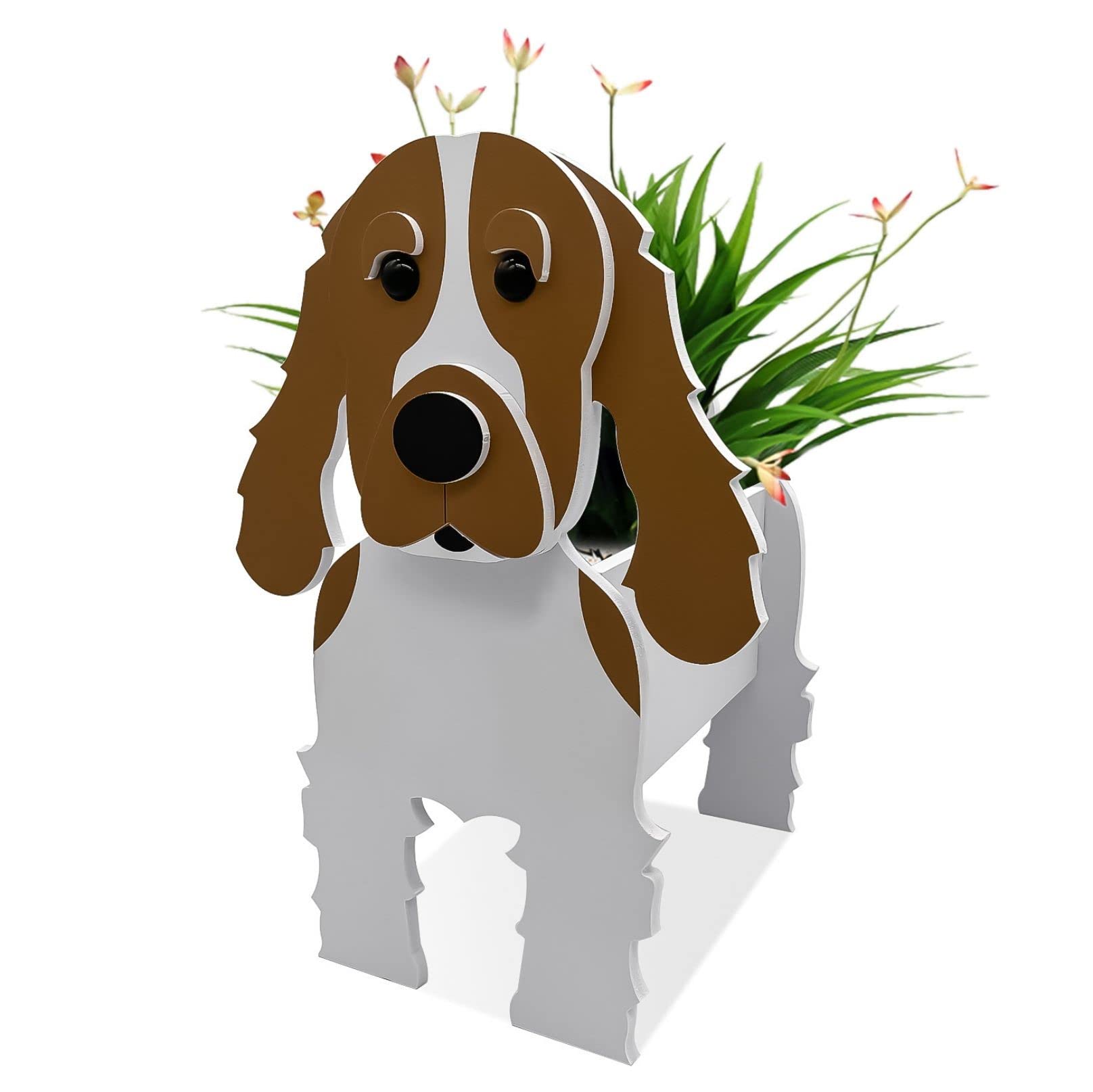 TTiiLoe Cute Dog Planter, Cocker Spaniel Plant Pots, PVC Herb Garden Flower Pots, Dog Cartoon Shaped Plant Container Holder, Gifts for Pet Lovers, 43x25cm/16.92x9.84in