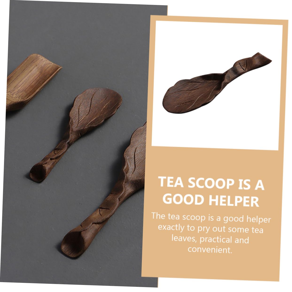 GRIRIW Decorative Tea Shovel Unique Carved Tea Scoop for Tea Ceremony Accessories Lightweight Design for Loose Tea and Tea Lovers