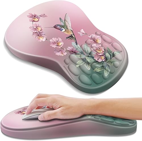Vista 44 de YIWEI Alfombrilla de mouse ergonómica con soporte para muñeca, alfombrilla de mouse de espuma viscoelástica de gel para teclado de computadora