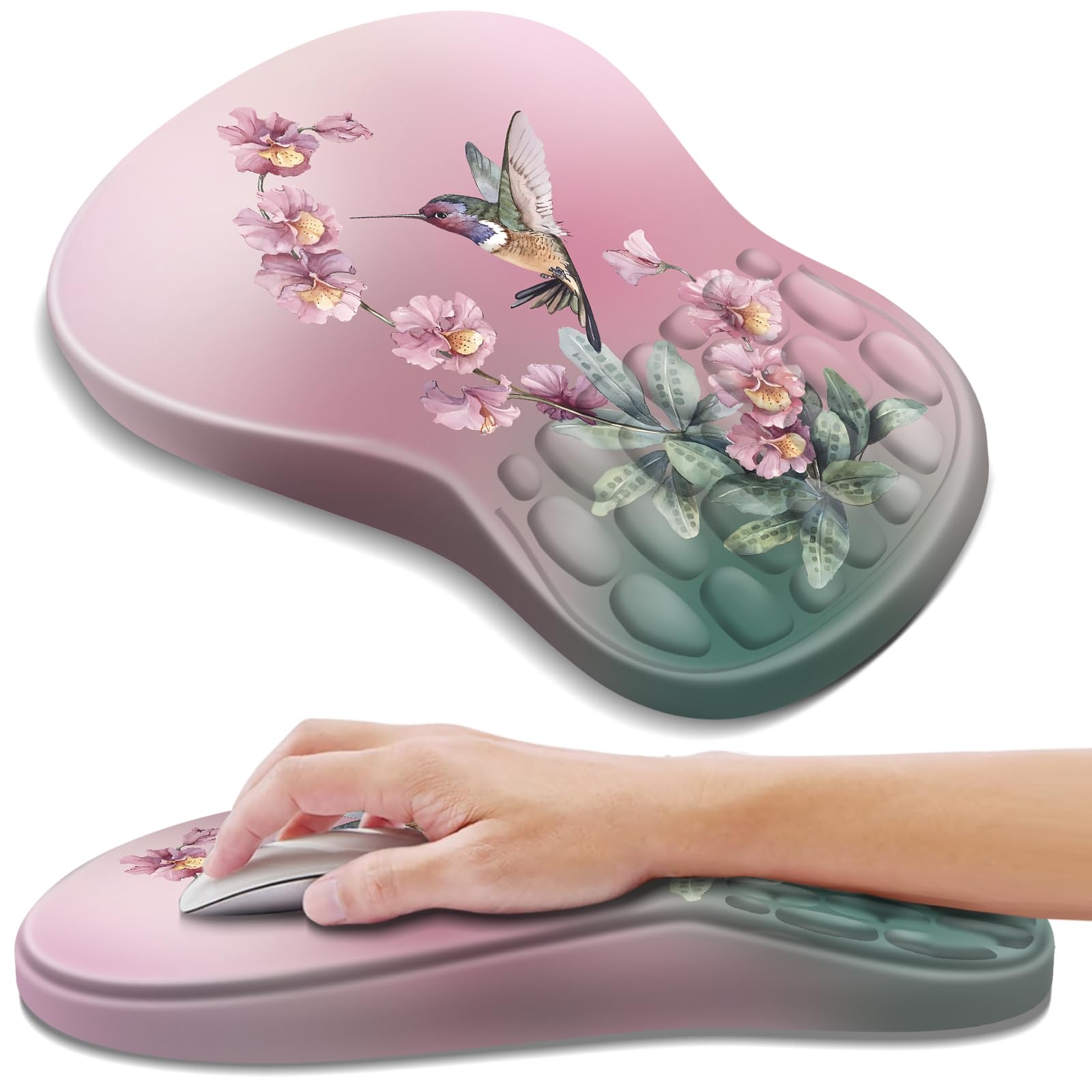 YIWEI Ergonomic Mouse Pad with Wrist Rest - Comfortable Office Mousepad with Memory Foam Wrist Support for Carpal