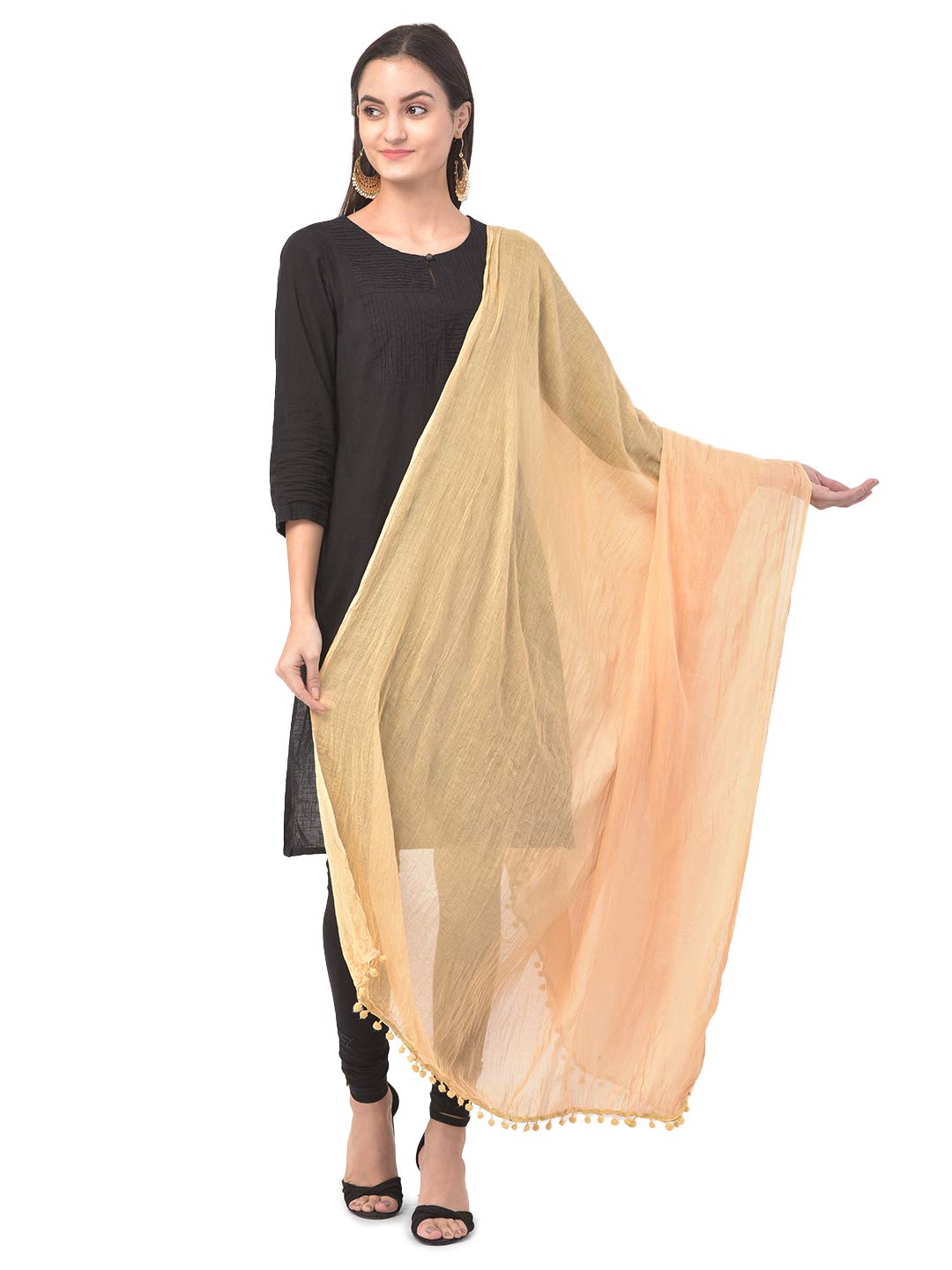 ANANYA FASHION & CRAFTS HUB Women Solid Color Cotton Dupatta For Women Indian Style With Pom Pom Scarves Wrap Shawl Length 2.25 Meter 24 Inch