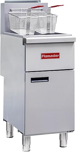 Freidora de Piso Comercial a Gas con 2 Canastas, Freidora Comercial de Gas Natural de 120000 BTU Solo para Uso Comercial, 4 Tubos de Calentamiento,