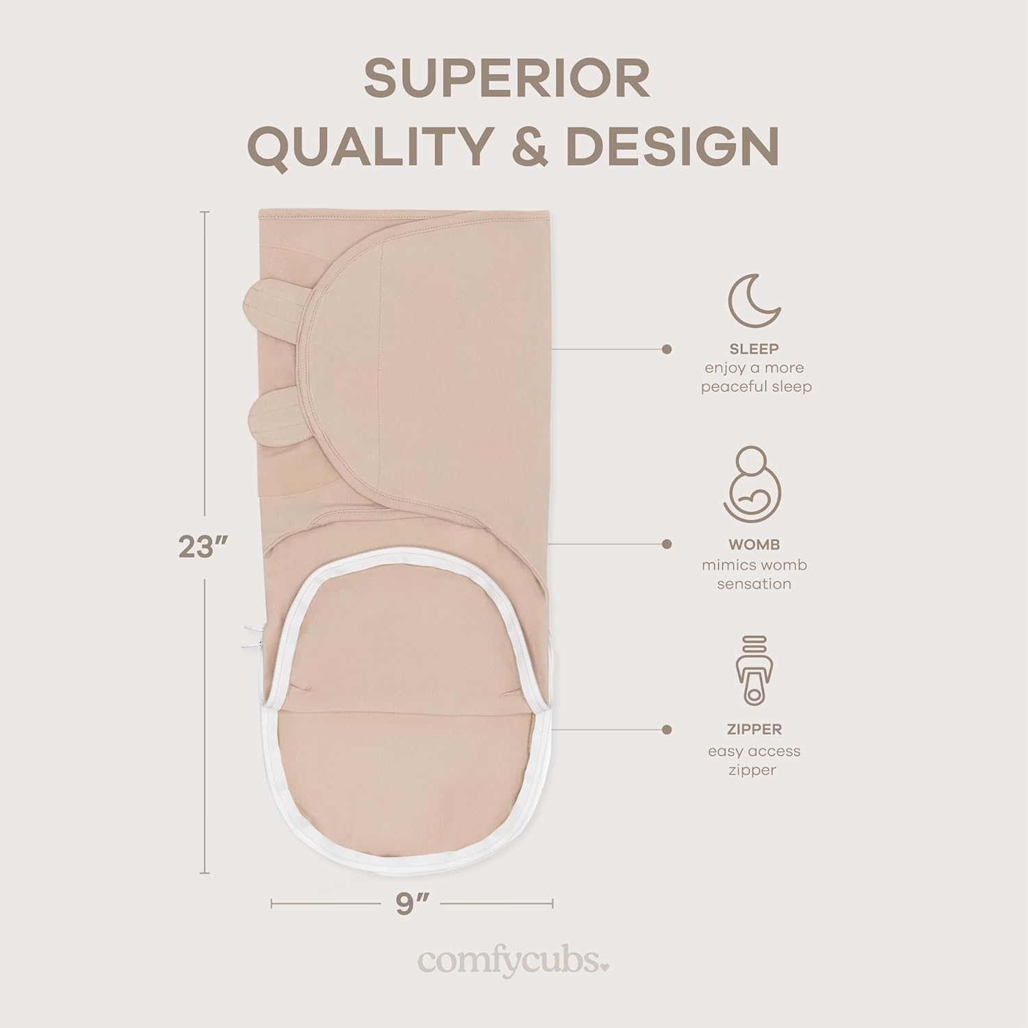 Comfy Cubs Easy Swaddle Blanket with Zipper Closure, 3 Pack - 100% Cotton Newborn Wrap, Large for 3-6 Months Infants, Breathable and Durable Sleep Sack for Babies - Light Blush, Blush & Mauve - Image 3