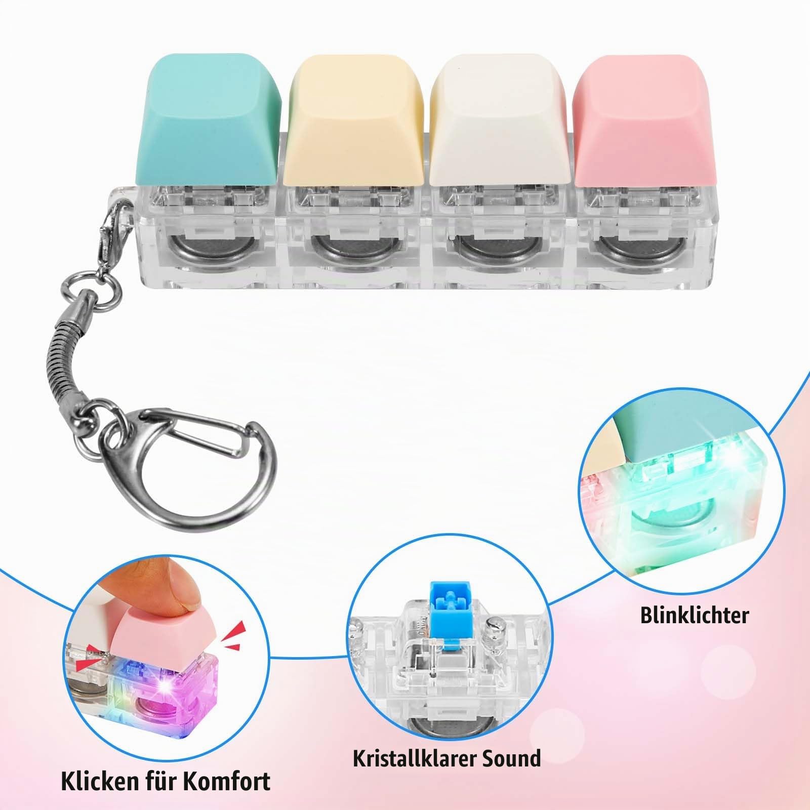 dinghaole Tastatur Fidget Toys, Clicker Mechanischer Schalter Stressabbau Schlüsselanhänger, Tastatur Keycaps für Männer und Frauen